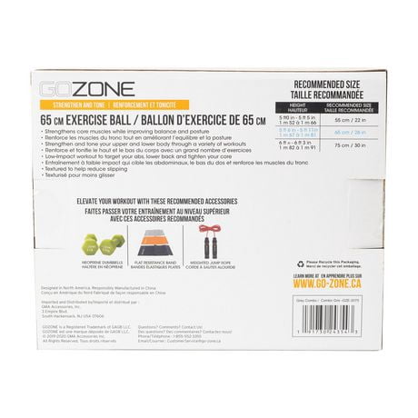 Gozone Ballon D Exercice De 65 Cm Combinaison Grise Walmart Canada