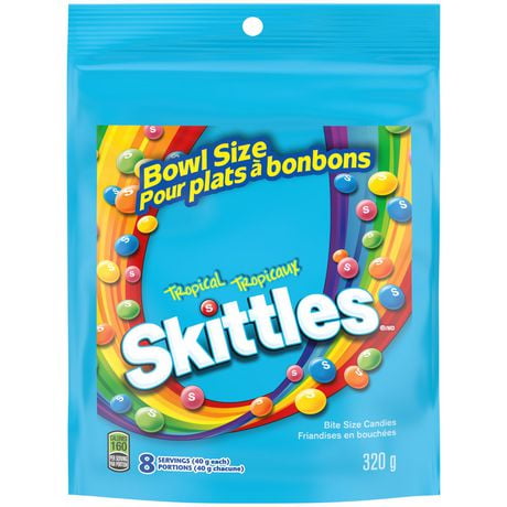 Skittles Tropical Chewy Candy, Tropical Fruit Flavour, Bag, 320g ...