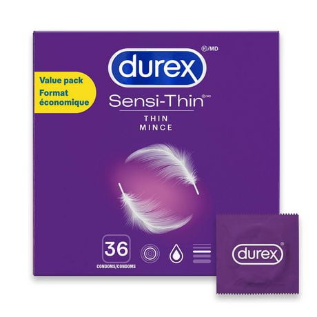 Condoms Sensi-Thin de Durex mince, pqt de 36 Format écono emballage de 36