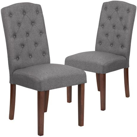 2 Pk HERCULES Grove Park Series Gray Fabric Tufted Parsons Chair   6000205785646 