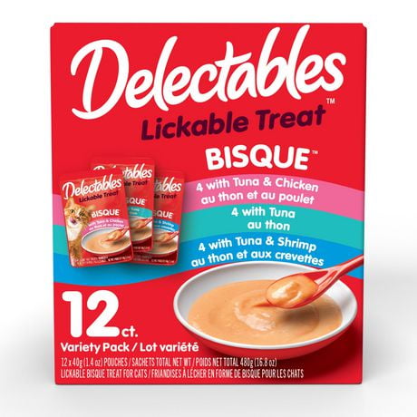 Delectables™ Lickable Treat Bisque Variety Pack for Cats, 12x40g