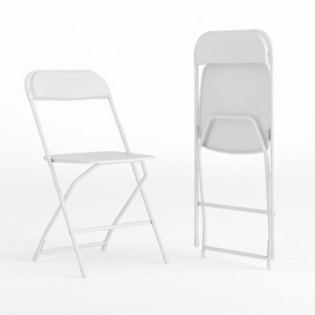 HERCULES Series White Plastic Folding Chairs Set Of 2 Lightweight   6000205786462 