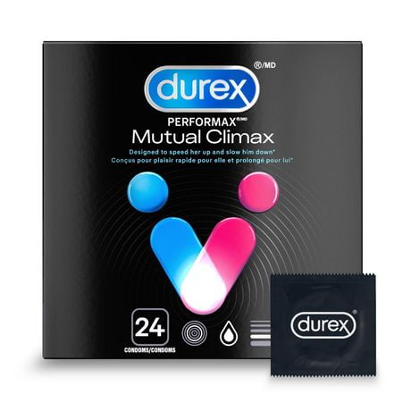 Condoms nervurés et microperlés avec gel retardant, Orgasmes mutuels de Durex emballage de 24