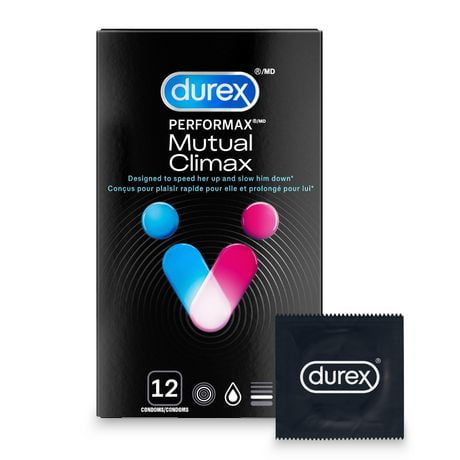 Condoms nervurés et microperlés avec gel retardant, Orgasmes mutuels de Durex emballage de 12