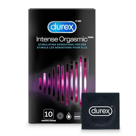 Condoms nervurés et microperlés, Intense orgasmique de Durex emballage de 10