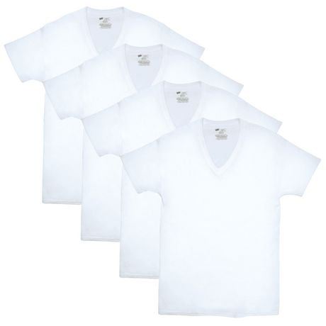 Hanes Men's Tagless V-Neck T-Shirts - Comfort Soft - White - 4-Pack, ComfortSoft® Fabric Now Even Softer - Tagless V-Neck T-Shirt