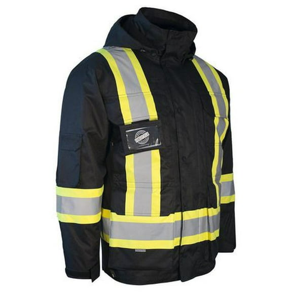 Forcefield Hi Vis Winter Safety Parka with Removable Down Insulated Nylon Puffer Jacket