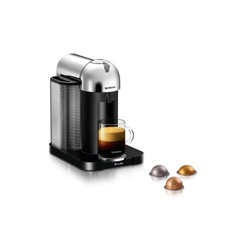 Nespresso Vertuo Coffee and Espresso Machine by Breville, Chrome, 4 coffee formats