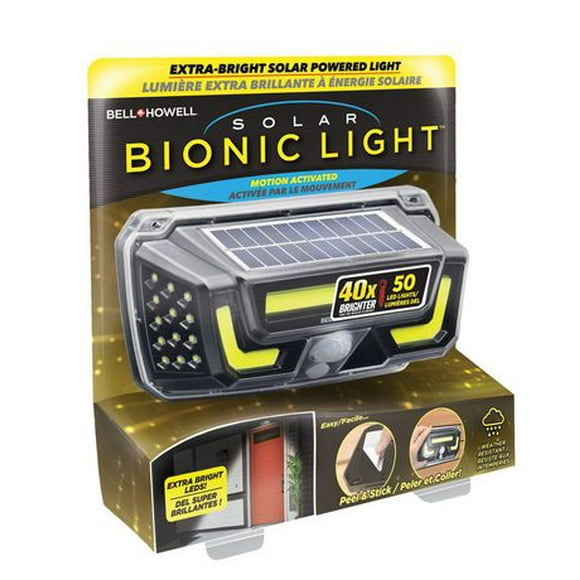 Bell + Howell Bionic Solar Light 50 lumières LED, activé par le mouvement, 40x plus lumineux