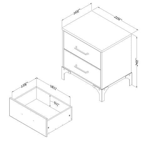 South Shore Valet 2-Drawer Nightstand | Walmart Canada