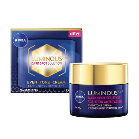 NIVEA LUMINOUS 630 Dark Spot Solution Even Tone Cream | Face Moisturizer to visibly reduce the appearance of dark spots | With hyaluronic acid | For all skin types | Dermatologist-tested, 50 mL