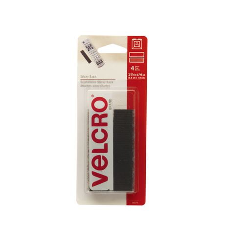 Bandes Velcro, Sticky Back™ - 4 ens., noir 3 1/2" x 3/4" (8,89 cm x 1,9 cm)