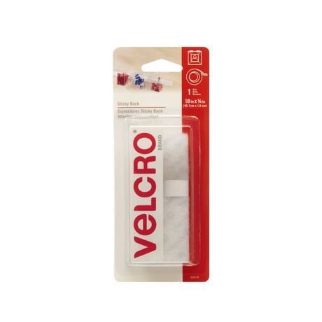 Ruban VELCRO® Brand Sticky Back™ - 18" Blanc 18" x 3/4" (45,72 cm x 1,9 cm)