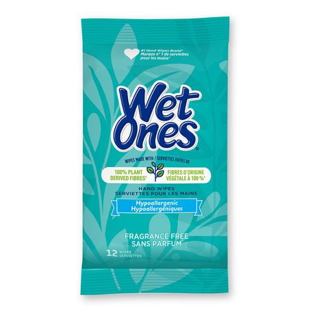 Wet Ones Plant Based Hand Wipes, 12 Wipes, Travel Pack