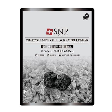 SNP Charcoal Mineral Black Ampoule Mask, 25ml/1pc