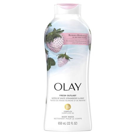 Olay Fresh Outlast Nettoyant pour le corps, fraise blanche rafraîchissante et menthe 650 ml