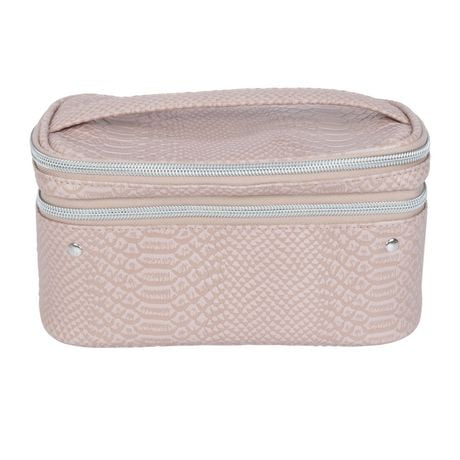 Equate Beauty cosmetic bag - Compact Double Compartment Train Case, Clear dome case.