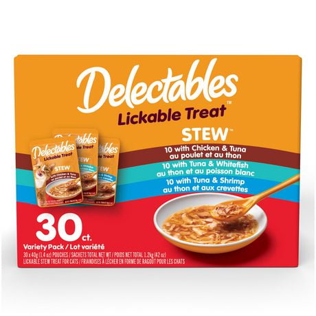 Delectables Lickable Stew Cat Treats Variety Pack, 30x40g (30pk Variety Pack)