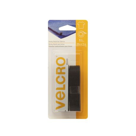 VELCRO® Brand Sticky Back™ for Fabrics Black Tape, 24