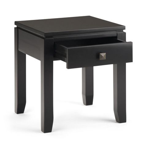 Essex Solid Wood 18 Inch Wide Square Contemporary End Side Table In Black Walmart Canada