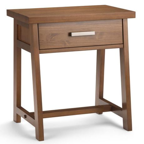 Hawkins Solid Wood 24 Inch Wide Modern Industrial Bedside Nightstand Table In Medium Saddle Brown Walmart Canada