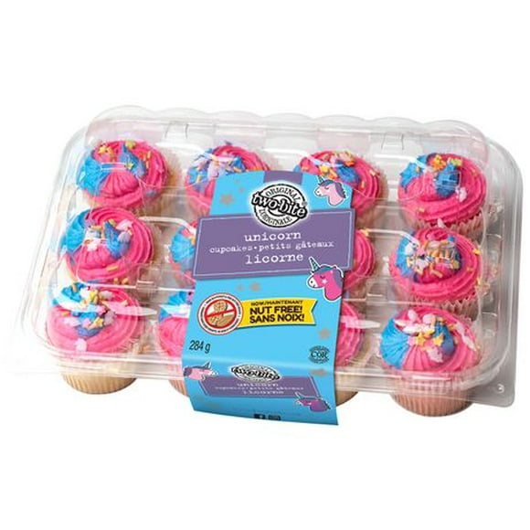 two-bite® Unicorn Mini Cupcakes, 284 g, 12ct, Quantity – 284 g
