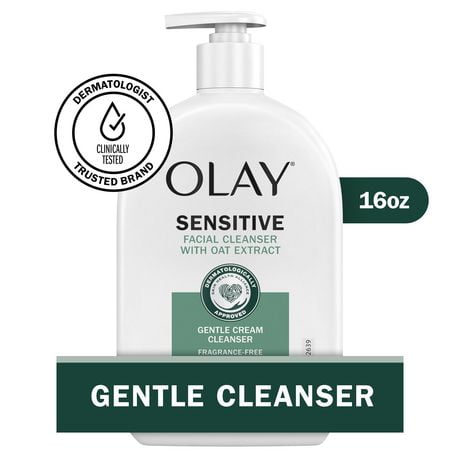 Olay Sensitive Facial Cleanser with Oat Extract Gentle Cream Cleanser, 473ML