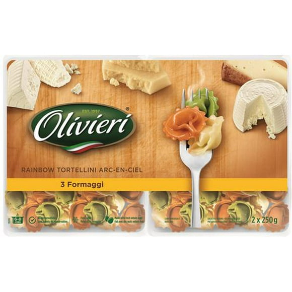 Olivieri 3 Formaggi Rainbow Tortellini, Fresh Pasta, 2 x 250 g