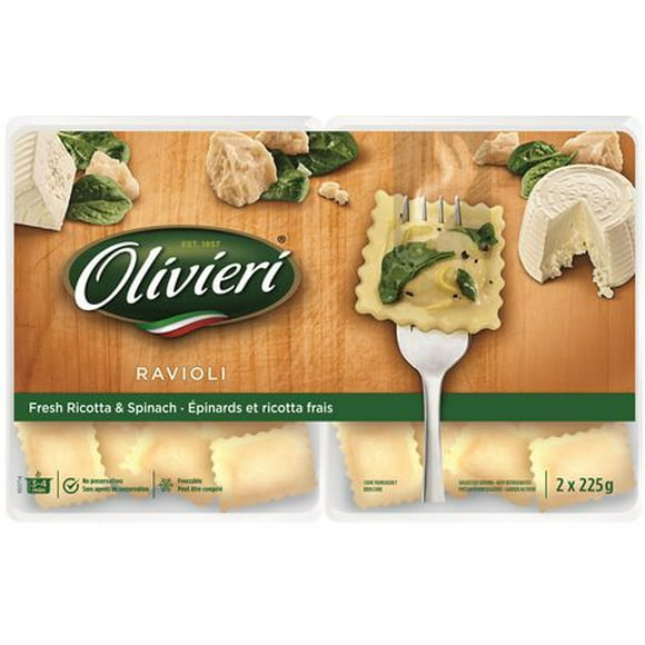 Olivieri Ricotta Spinach Fresh Pasta Ravioli, Fresh Pasta, 2 x 225 g