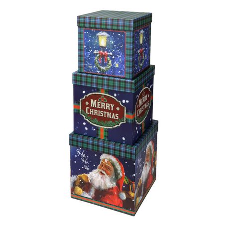 Holiday Time Christmas Large Cube Box Set, 10 inch, 9 inch, 8 inch ...