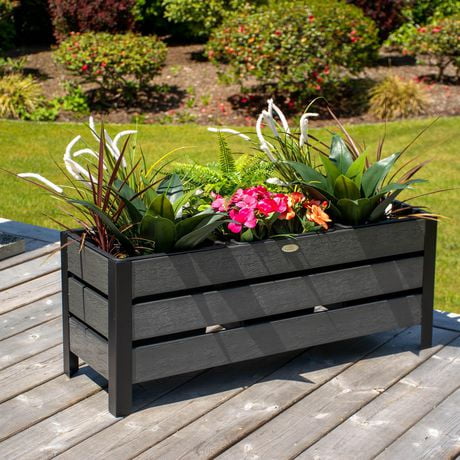 Grapevine Urban Garden Planter Box Recycled Wood And Metal 2 Sections