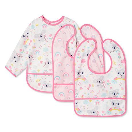 George Baby Baby Bibs, Water resistant, Washable, Stain and Odor resistant, 3 Pack includes 1 oversized coverall bib for more coverage, Trucks
