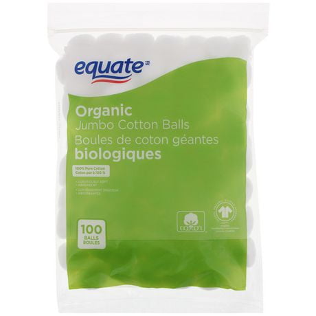 Equate Organic Jumbo Cotton Balls, 100 pack
