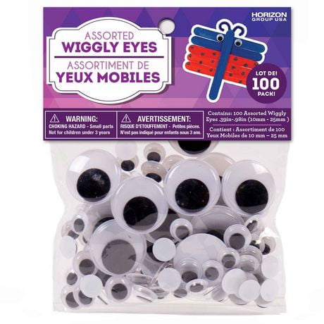 Horizon Group USA Wiggly Eyes, 100-Pack, Assorted Sizes, assorted wiggly eyes