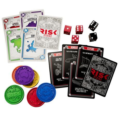 Risk Strike, jeu de cartes et de dés pour adultes, ados et enfants, à partir de 10 ans, jeu de cartes de stratégie rapide pour 2 à 5 joueurs, environ 20 min., jeux pour la famille