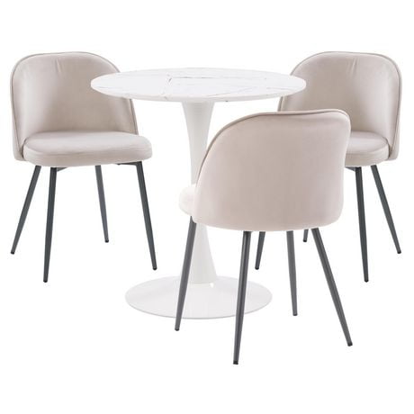 CorLiving Ivo Pedestal Bistro Dining Set with Chairs,4pc