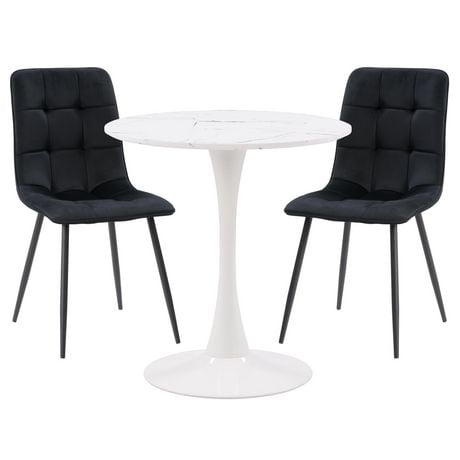 CorLiving Ivo Pedestal Bistro Dining Set with Chairs, 3pc