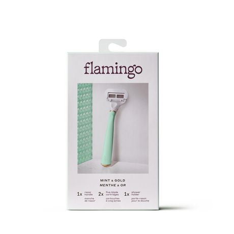 Flamingo Women's 5-blade Razor with Replacement Blade Cartridge - Mint, Women's 5-blade Razor