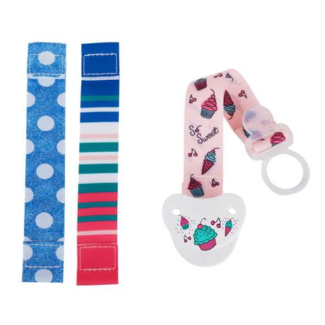 NUK 3-In-1 Pacifier Clip, Includes 3 Designs