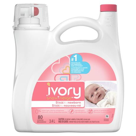 Ivory Snow Stage 1: Newborn Liquid Laundry Detergent, 80 loads, 3.4 L