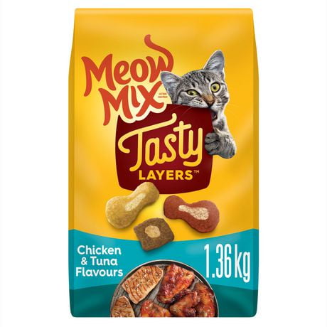 Meow Mix Tasty Layers Chicken and Tuna Flavour Dry Cat Food, 1.36kg