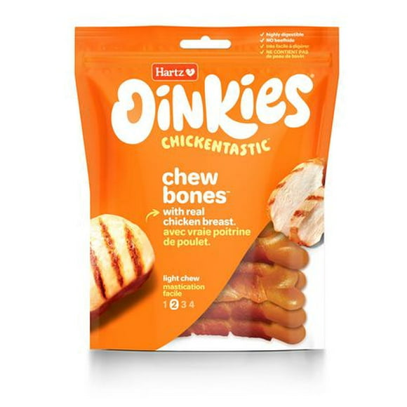Hartz Oinkies Chicken Lasting Chew Bone Dog Treat, 25ct