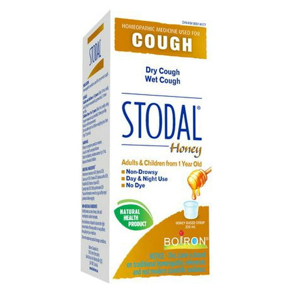 Boiron Stodal Honey Cough Syrup, Stodal Honey is a homeopathic medicine used for the relief of dry or productive cough.