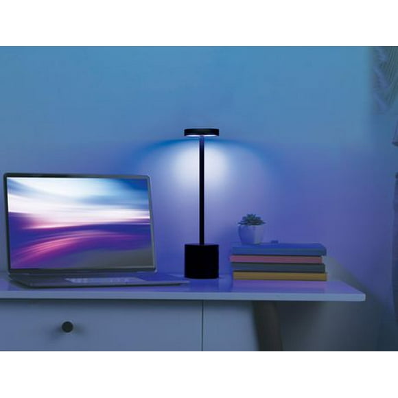 Merkury Innovations 10.5" Metal Muticolor LED Touch Lamp Black, Metal LED Touch Lamp Black