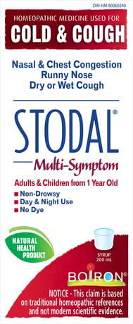 Boiron Stodal Multi-Symptom Homeopathic Medicine Cough & Cold, 200ml ...