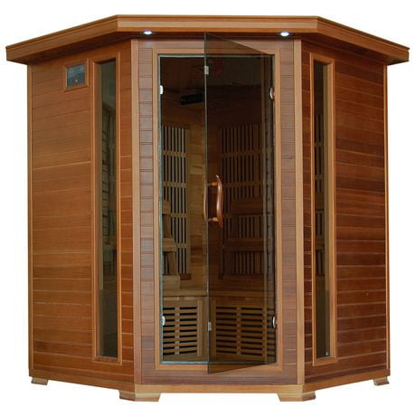 Radiant Saunas 4-Person Cedar Corner Infrared Sauna with 10 Carbon Heaters