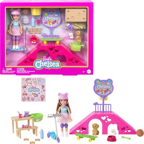 Barbie Toys, Chelsea Doll and Accessories, Skatepark Playset with 2 Puppies and 15+ Pieces, $5 (reg. $34.97)