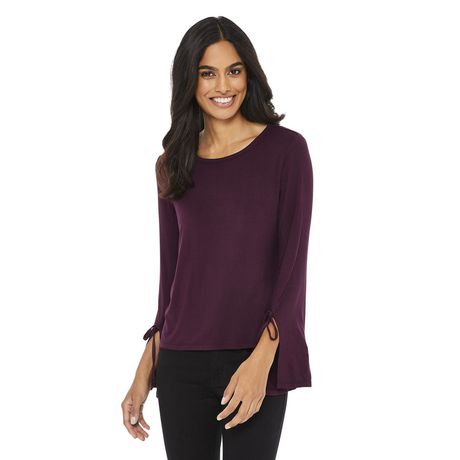 George Long Sleeve Drapey Tee with Slit Sleeves | Walmart Canada