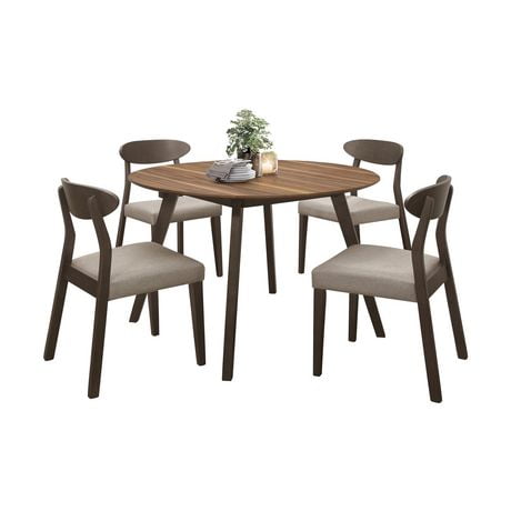 Topline Home Furnishings 5-piece Dining Set with Round Drop-Leaf Table
