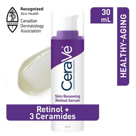 CeraVe Skin Renewing Retinol Serum pour le visage avec niacinamide, acide hyaluronique et céramides | Pour les ridules, l'éclat et les rides. Non irritant, sans parfum, non comédogène, 30ML. Développé avec des dermatologues. Pour les ridules, l'éclat et les rides